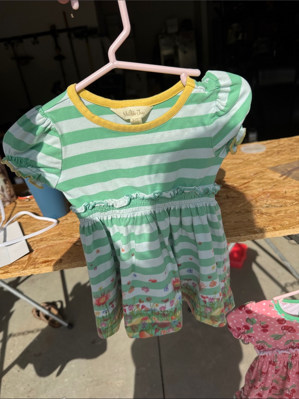 Matilda Jane Mint Green & White Striped Dress with Yellow Trim